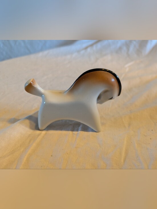 Vintage Other - 2/60$ Vintage Hollóházi Ceramic Horse Figurine in White, Brown and Black